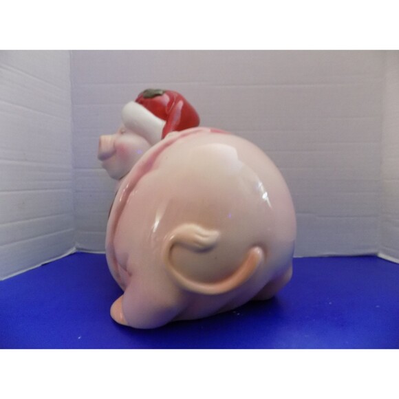 Christmas Santa Pig Cookie Jar Farm Figurine Holiday Time - Picture 3 of 8